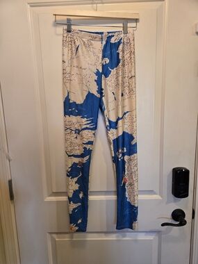 Game Of Thrones Blue and Cream Map-Print Leggings